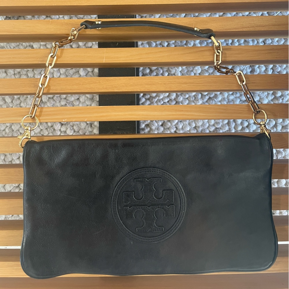 Tory Burch Black Leather Clutch Pouch